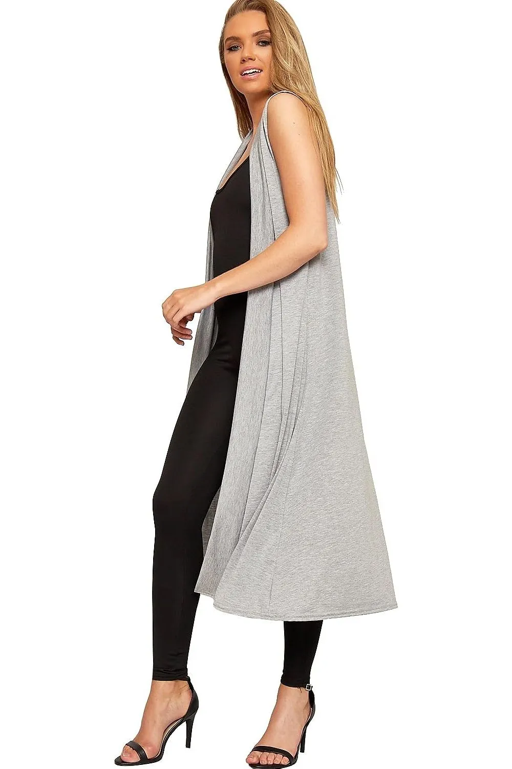 Plus Size Sleeveless Maxi Cardigan
