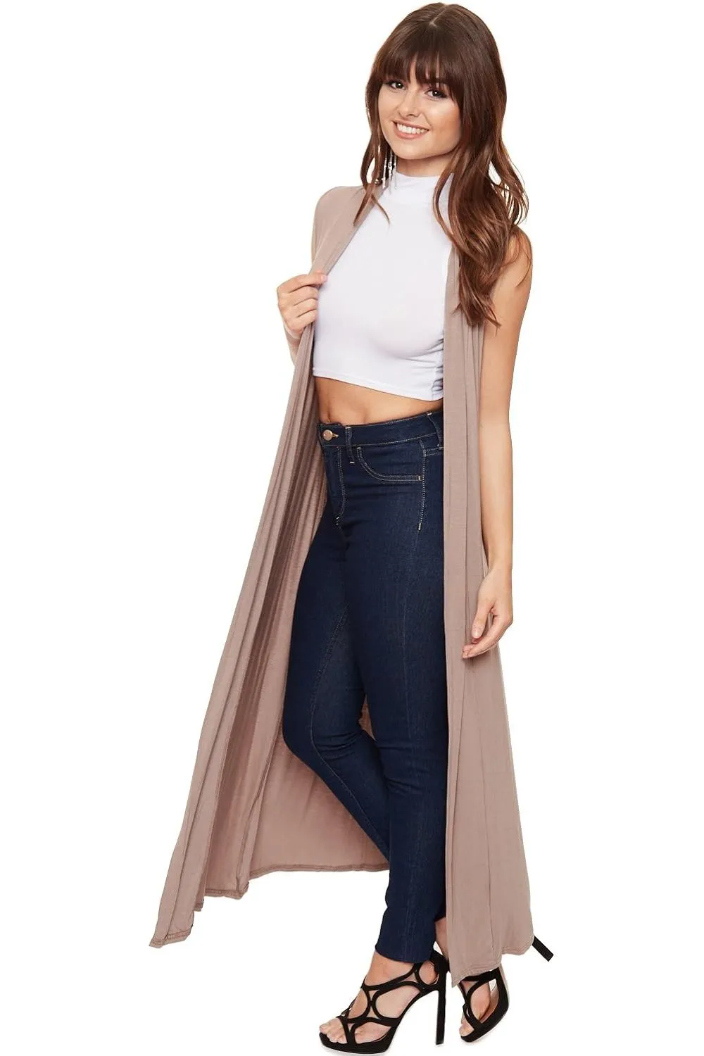 Plus Size Sleeveless Maxi Cardigan