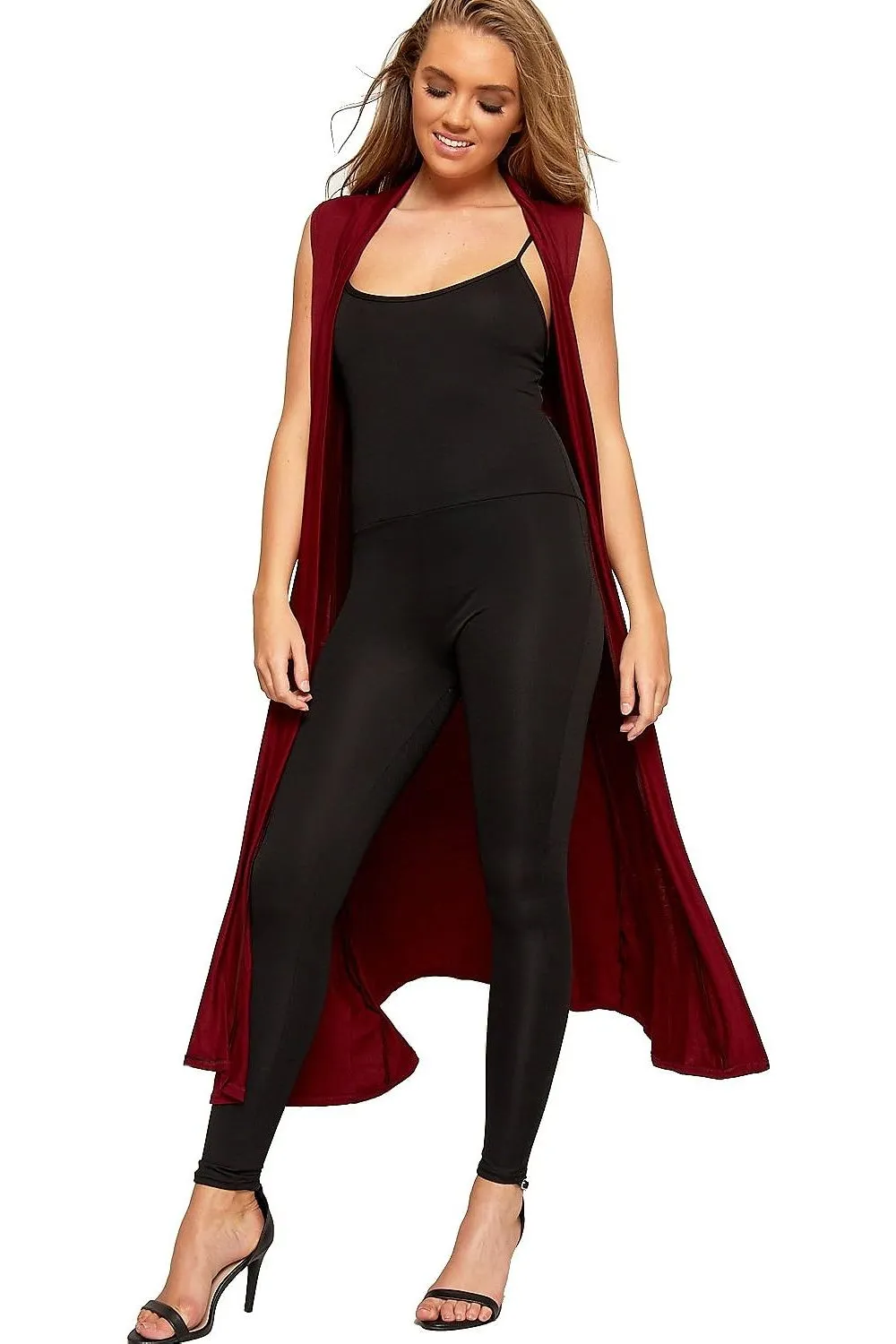 Plus Size Sleeveless Maxi Cardigan