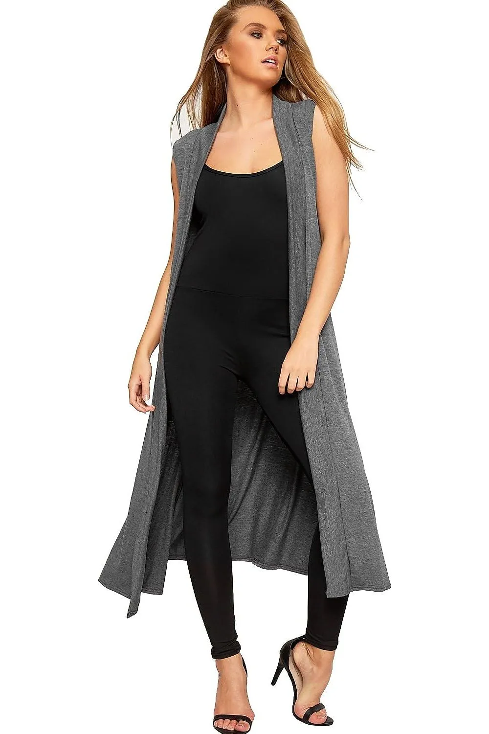 Plus Size Sleeveless Maxi Cardigan