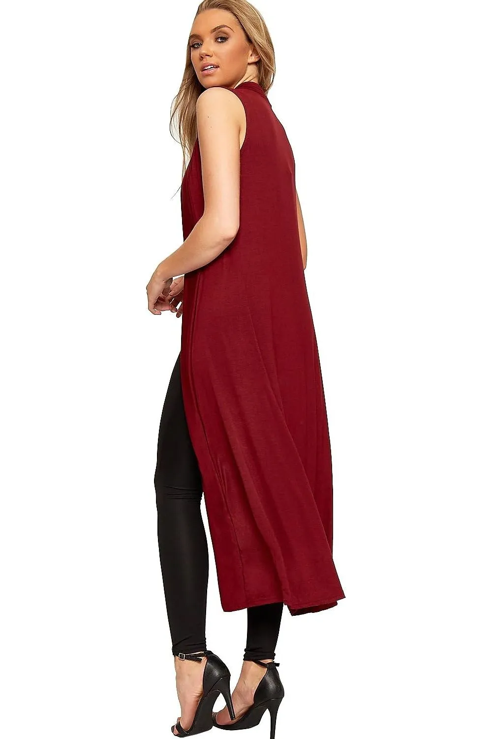 Plus Size Sleeveless Maxi Cardigan