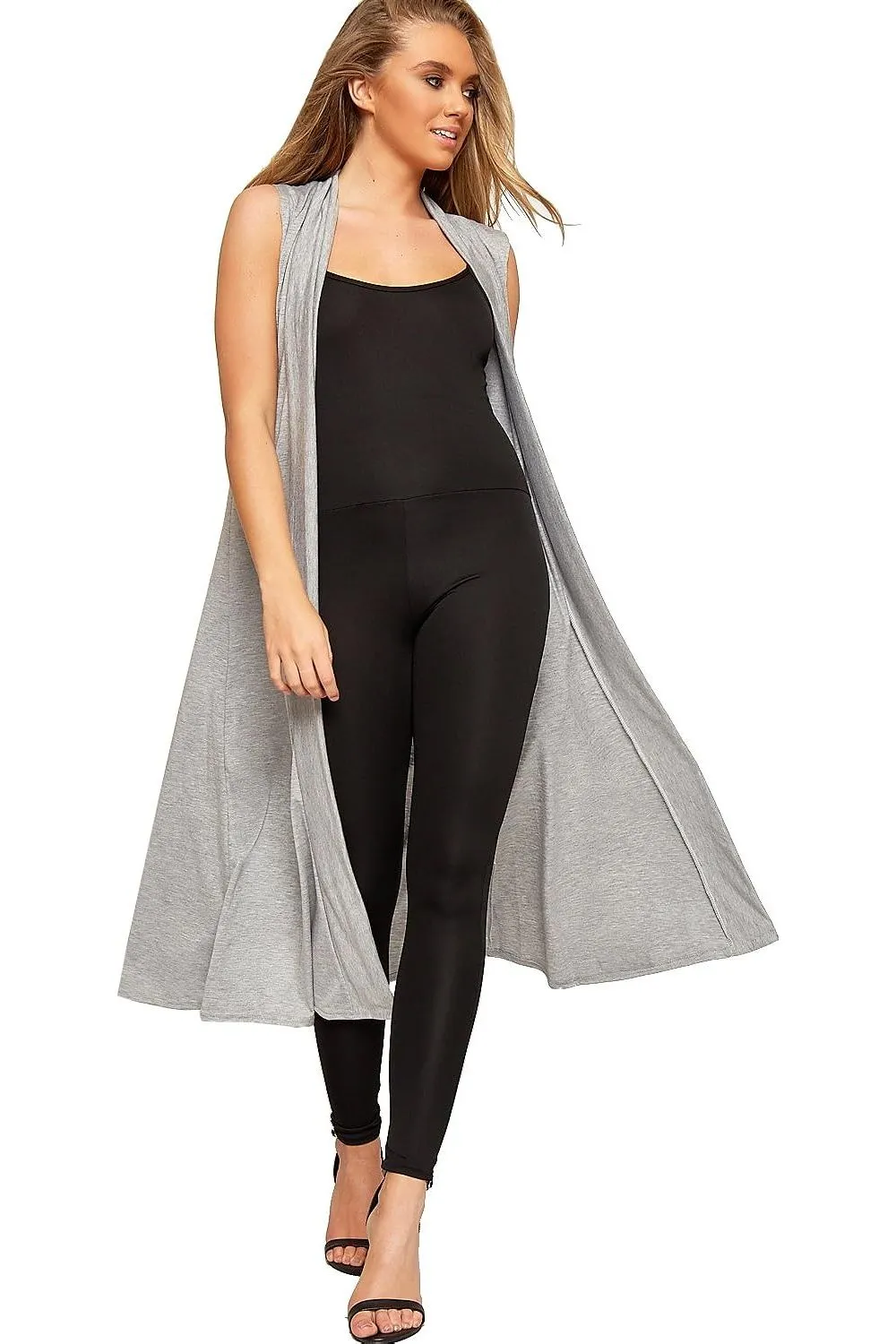 Plus Size Sleeveless Maxi Cardigan