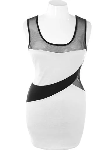 Plus Size Snake Skin See Through White Dress