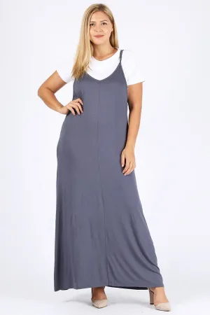 Plus Size Solid hue Tank Maxi Dress Charcoal - Pack of 6
