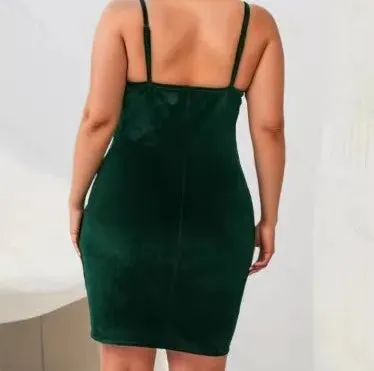 Plus Size Solid Ruched Cami Dress Casual