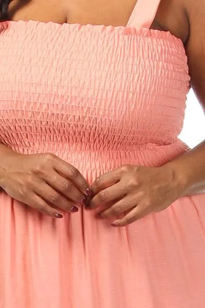 Plus Size Solid Ruched Top Maxi Dress