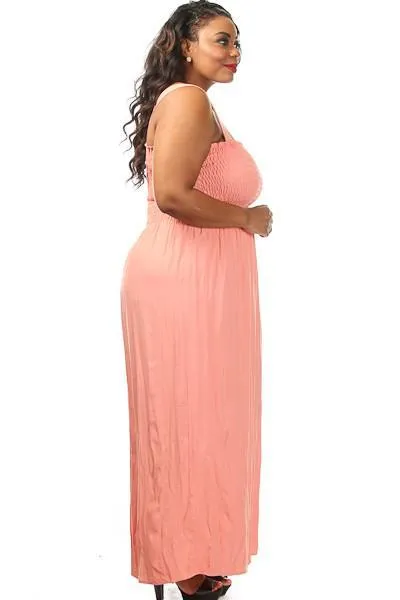 Plus Size Solid Ruched Top Maxi Dress
