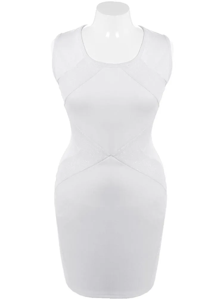 Plus Size Sparkling Diamond White Dress