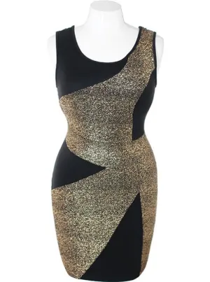 Plus Size Sparkling Gold Cocktail Dress