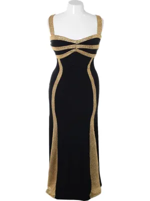 Plus Size Sparkling Gold Shimmer Maxi Dress