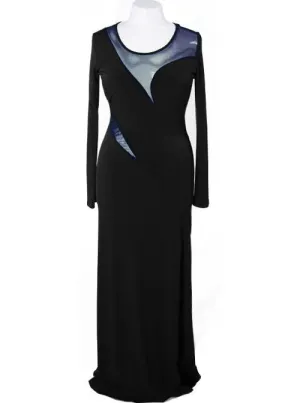 Plus Size Sparkling See Through Blue Maxi Dress