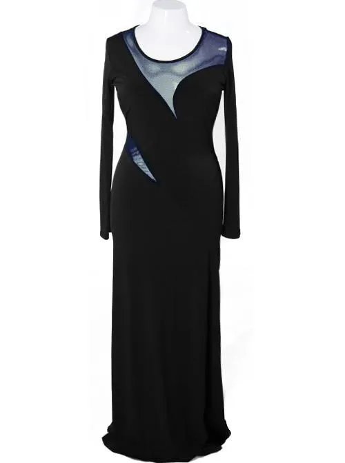Plus Size Sparkling See Through Blue Maxi Dress