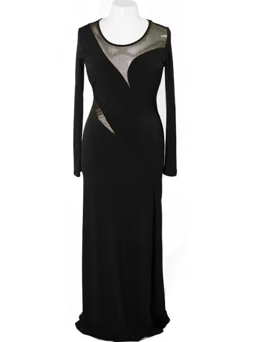 Plus Size Sparkling See Through Gold Maxi Dress