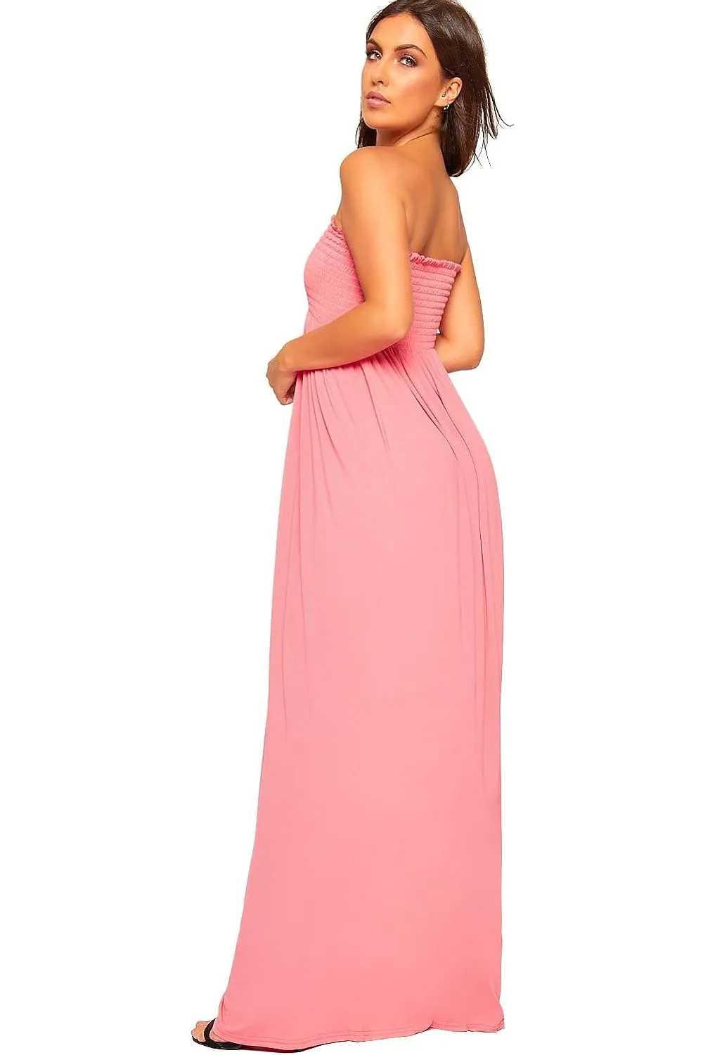Plus Size Strapless Sheering Maxi Dress