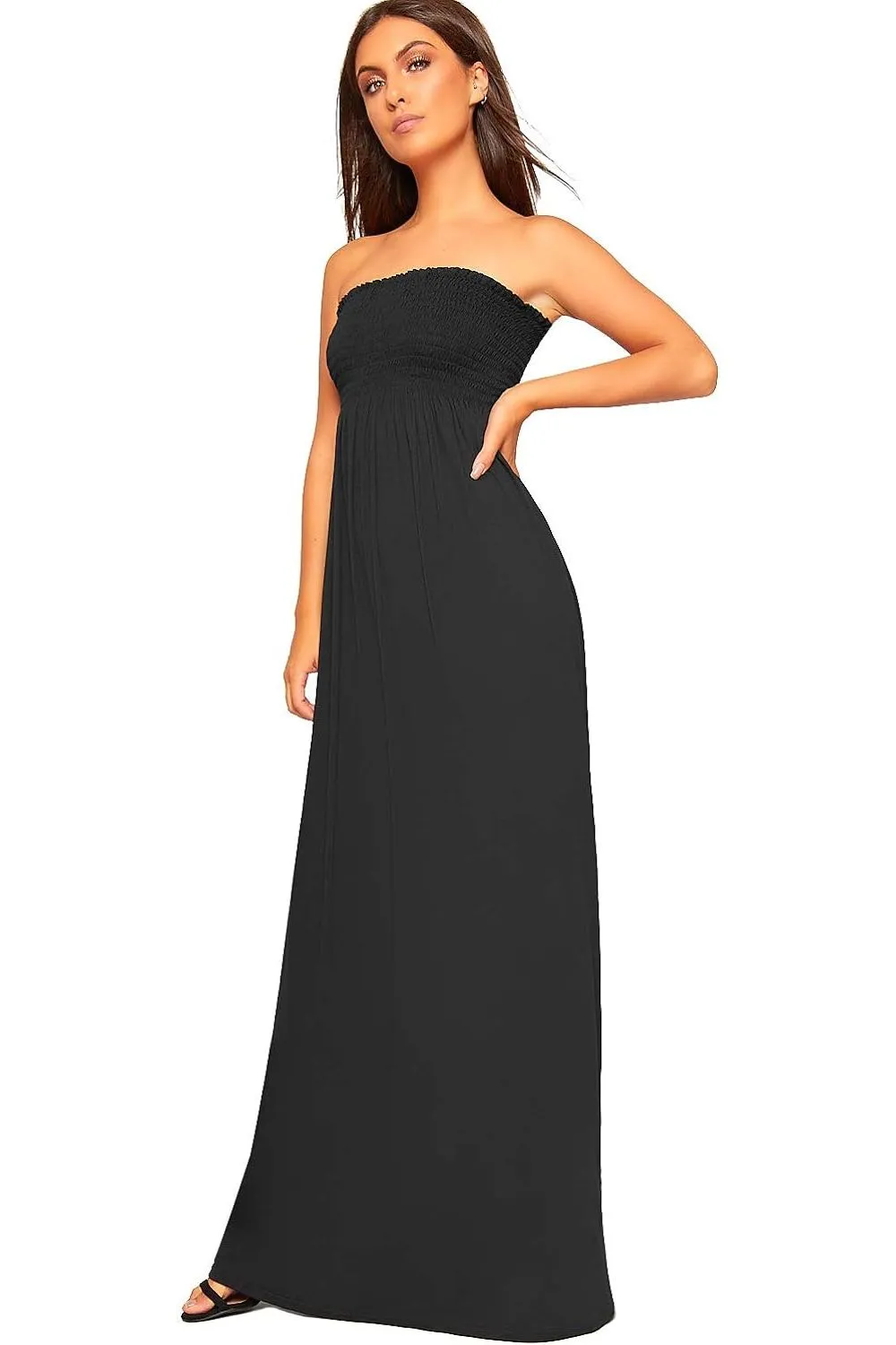 Plus Size Strapless Sheering Maxi Dress