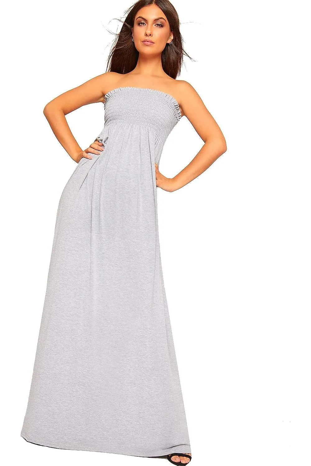 Plus Size Strapless Sheering Maxi Dress