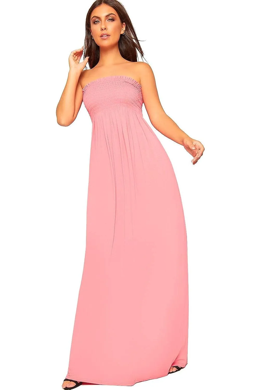 Plus Size Strapless Sheering Maxi Dress