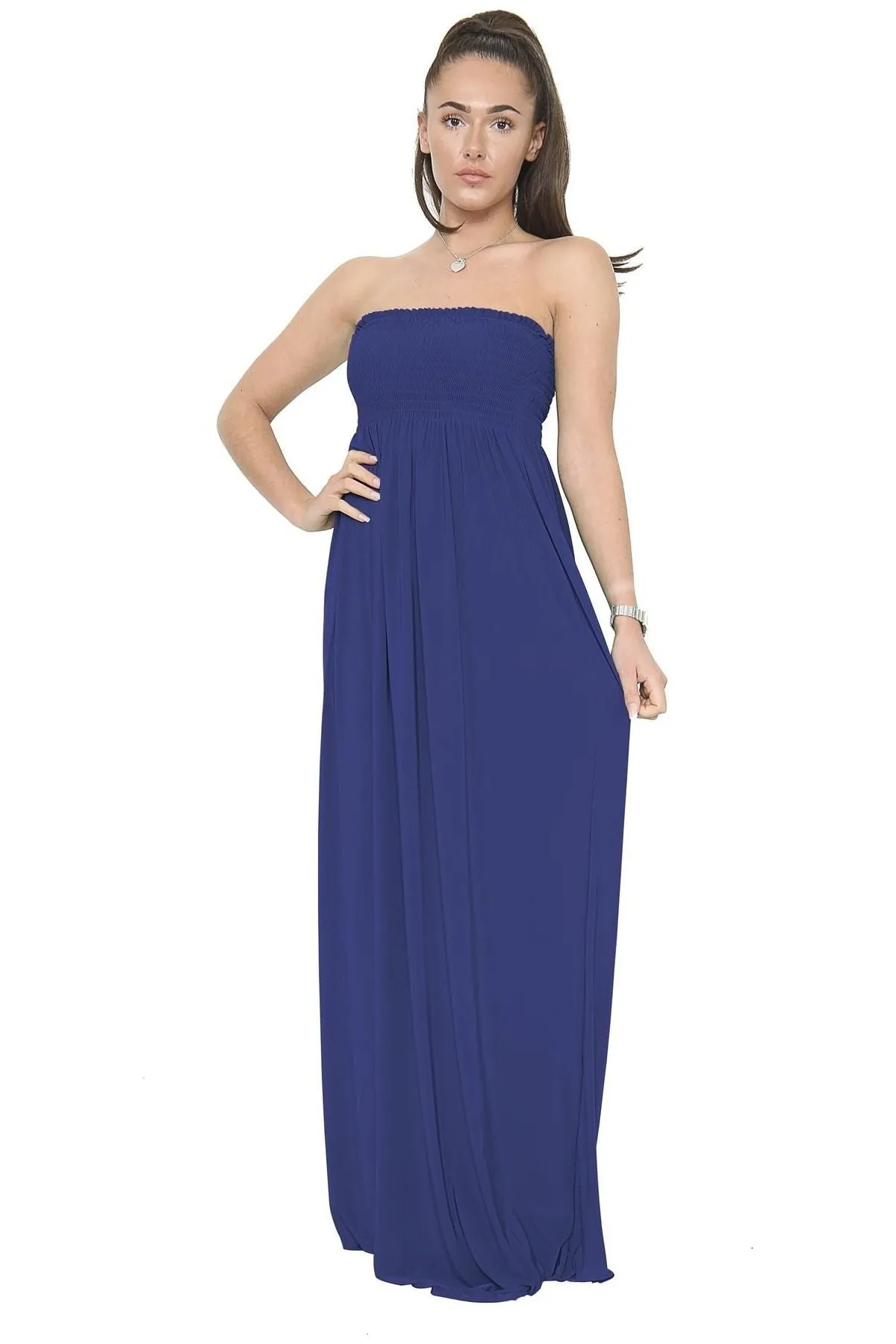 Plus Size Strapless Sheering Maxi Dress