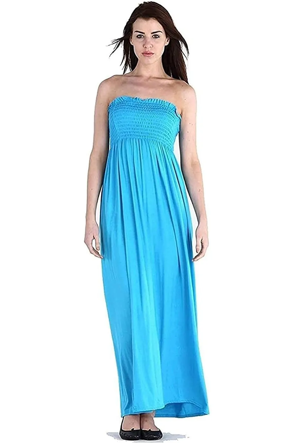 Plus Size Strapless Sheering Maxi Dress