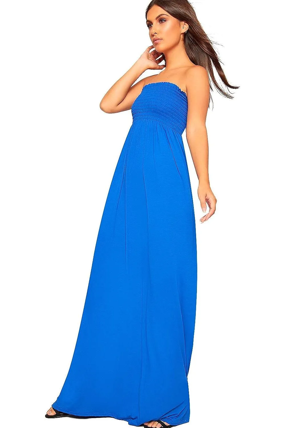 Plus Size Strapless Sheering Maxi Dress