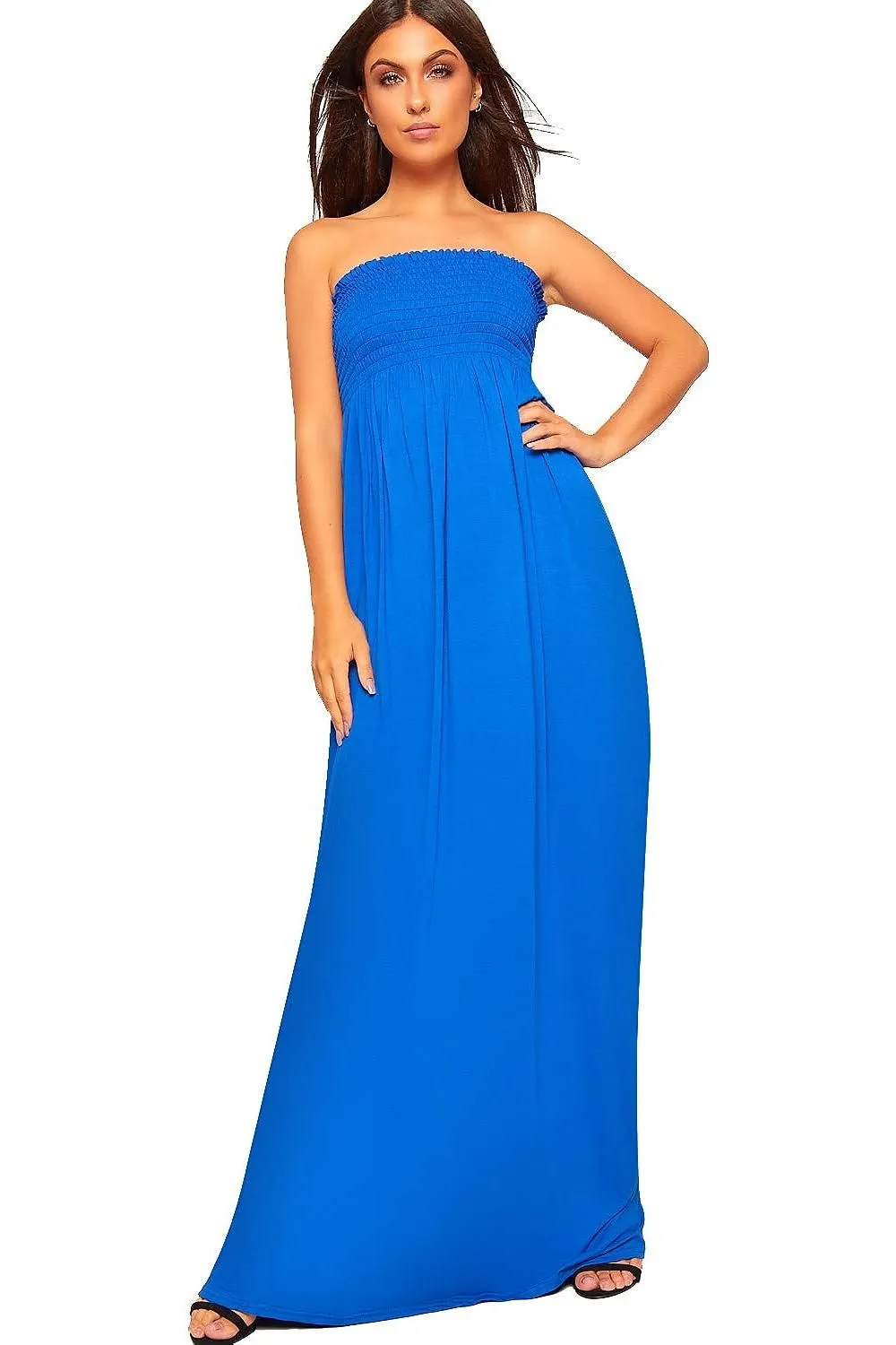 Plus Size Strapless Sheering Maxi Dress