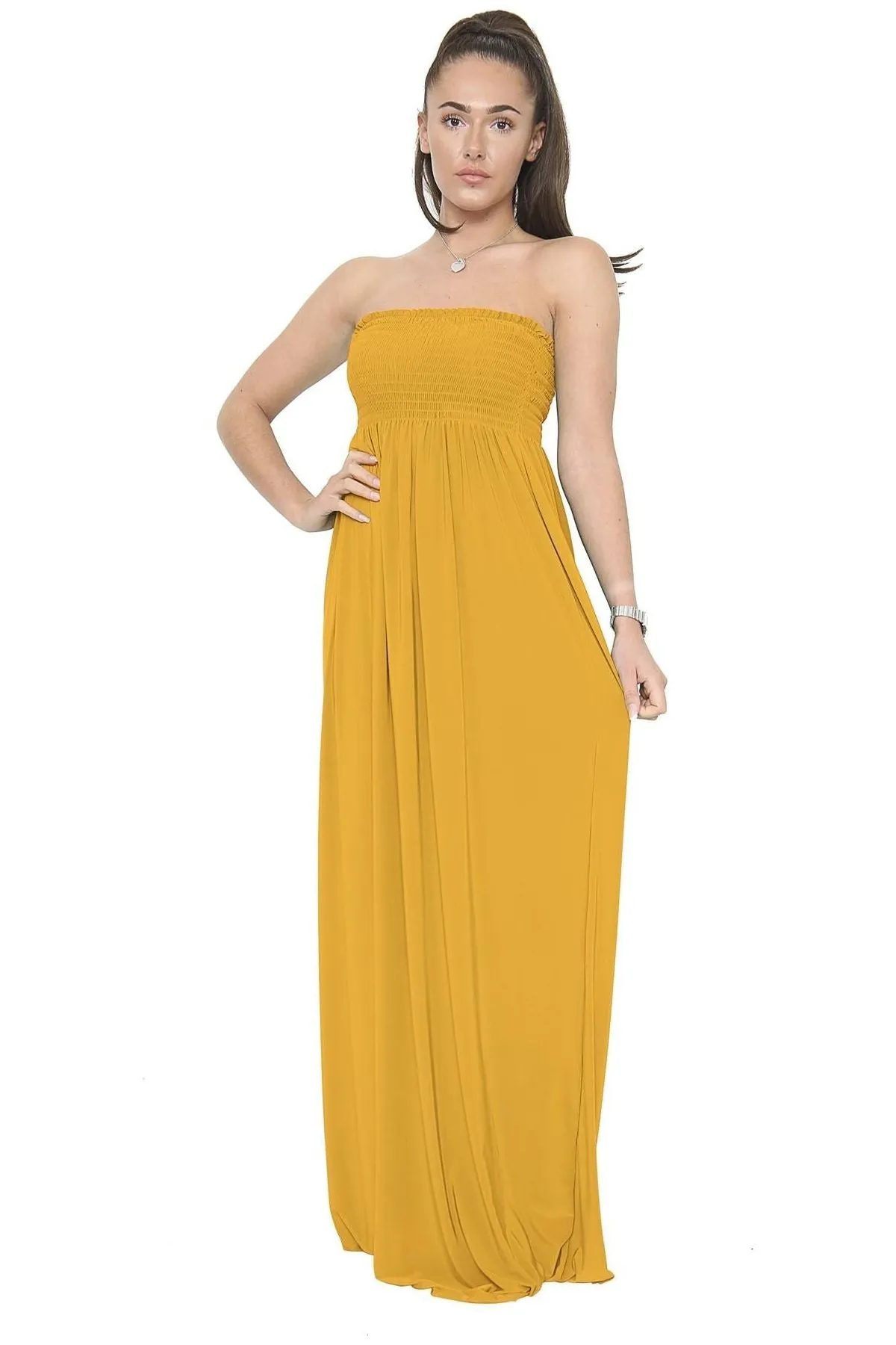 Plus Size Strapless Sheering Maxi Dress