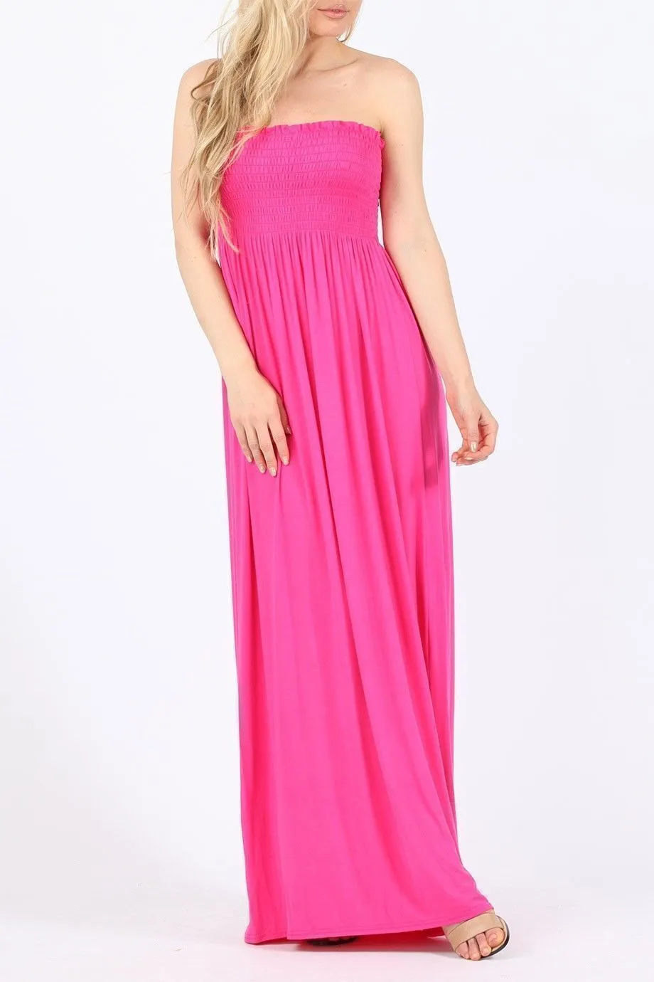 Plus Size Strapless Sheering Maxi Dress