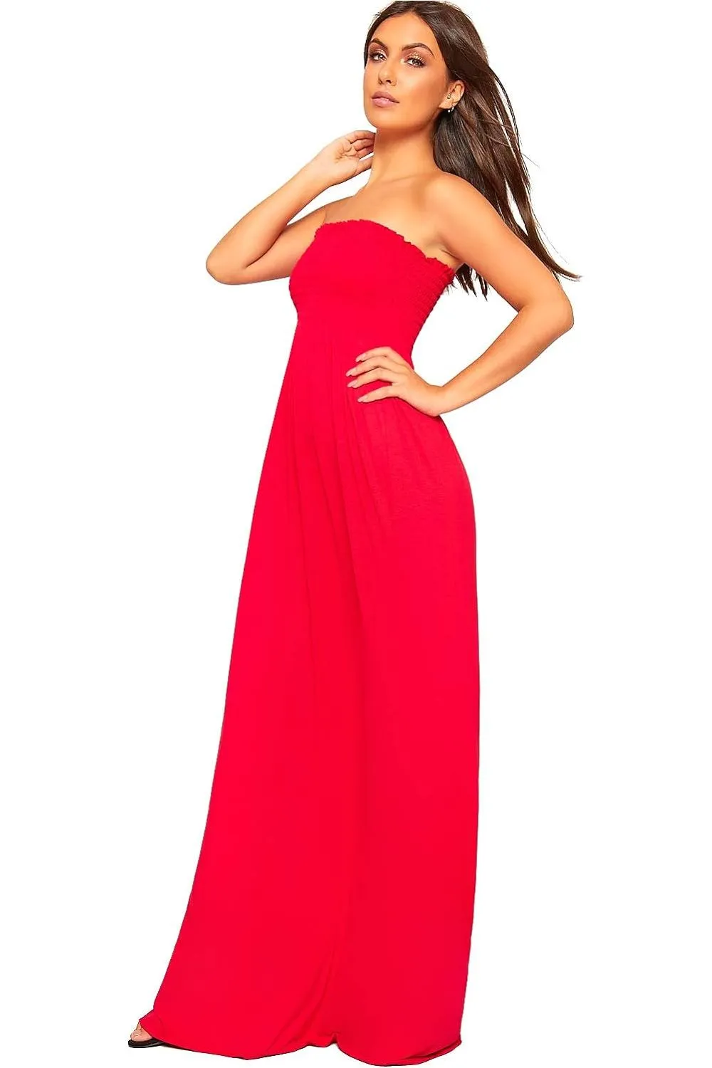 Plus Size Strapless Sheering Maxi Dress