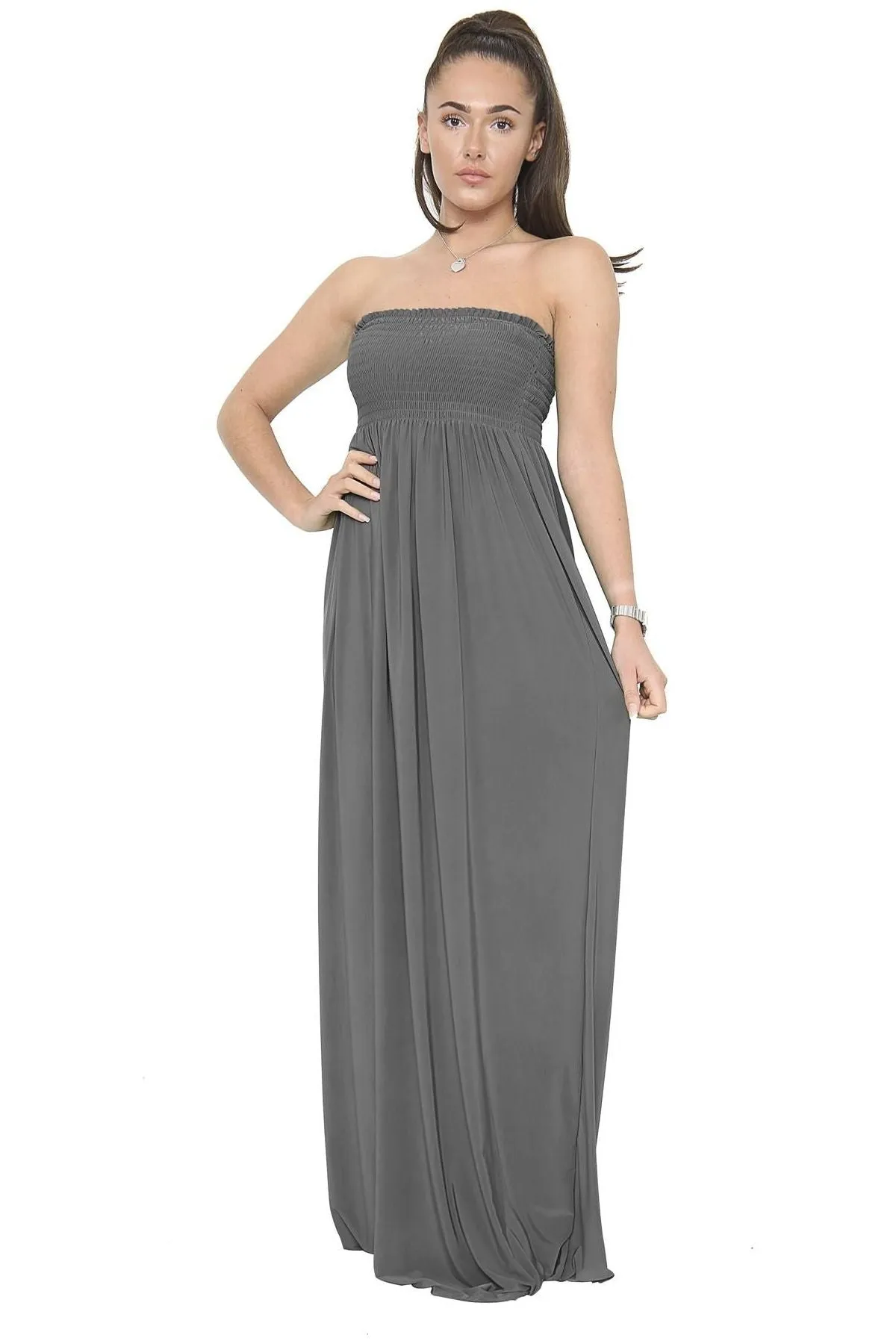 Plus Size Strapless Sheering Maxi Dress