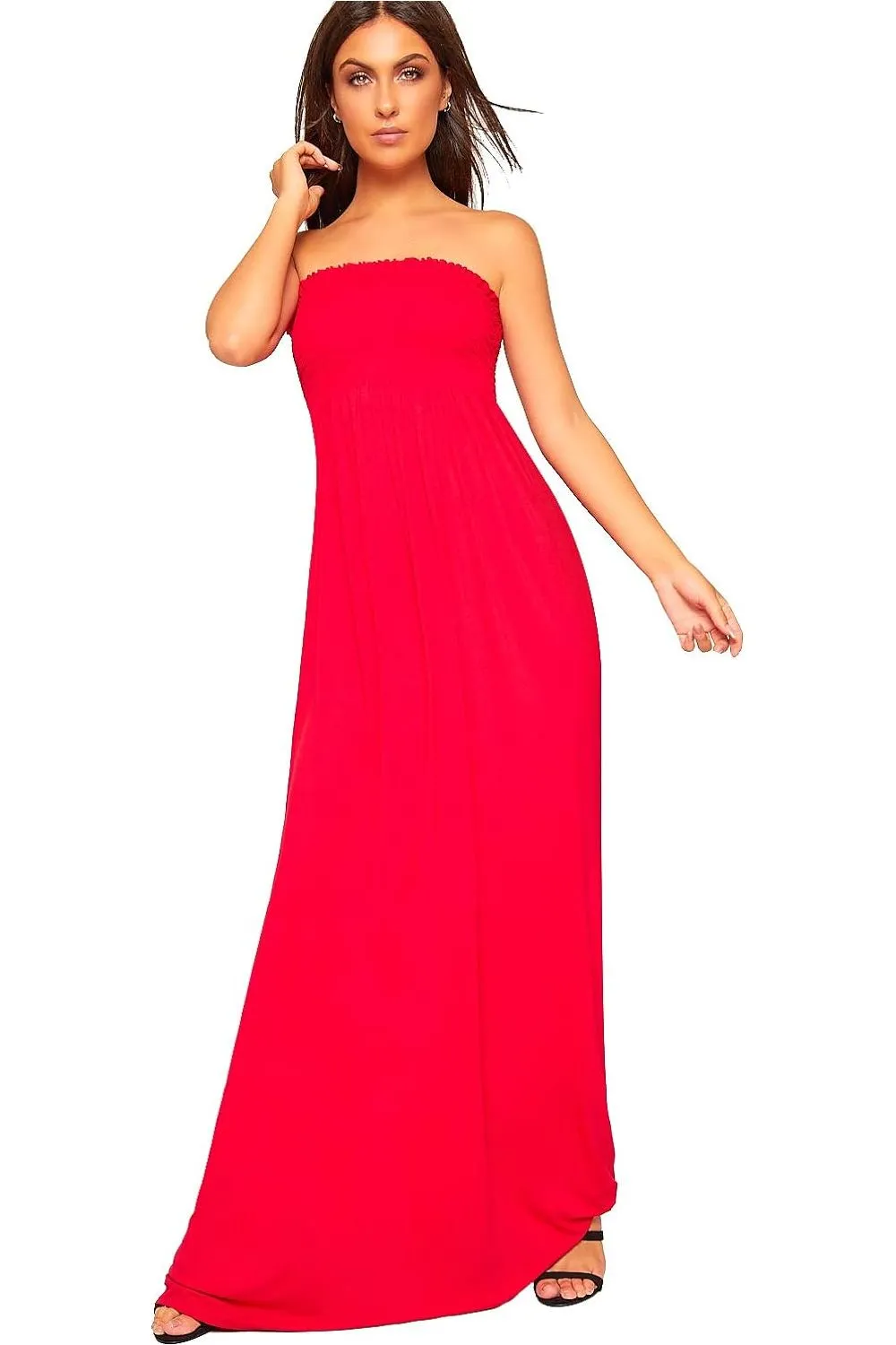 Plus Size Strapless Sheering Maxi Dress