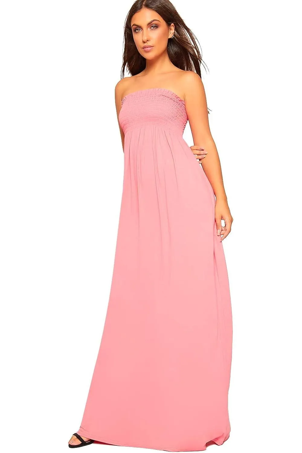 Plus Size Strapless Sheering Maxi Dress