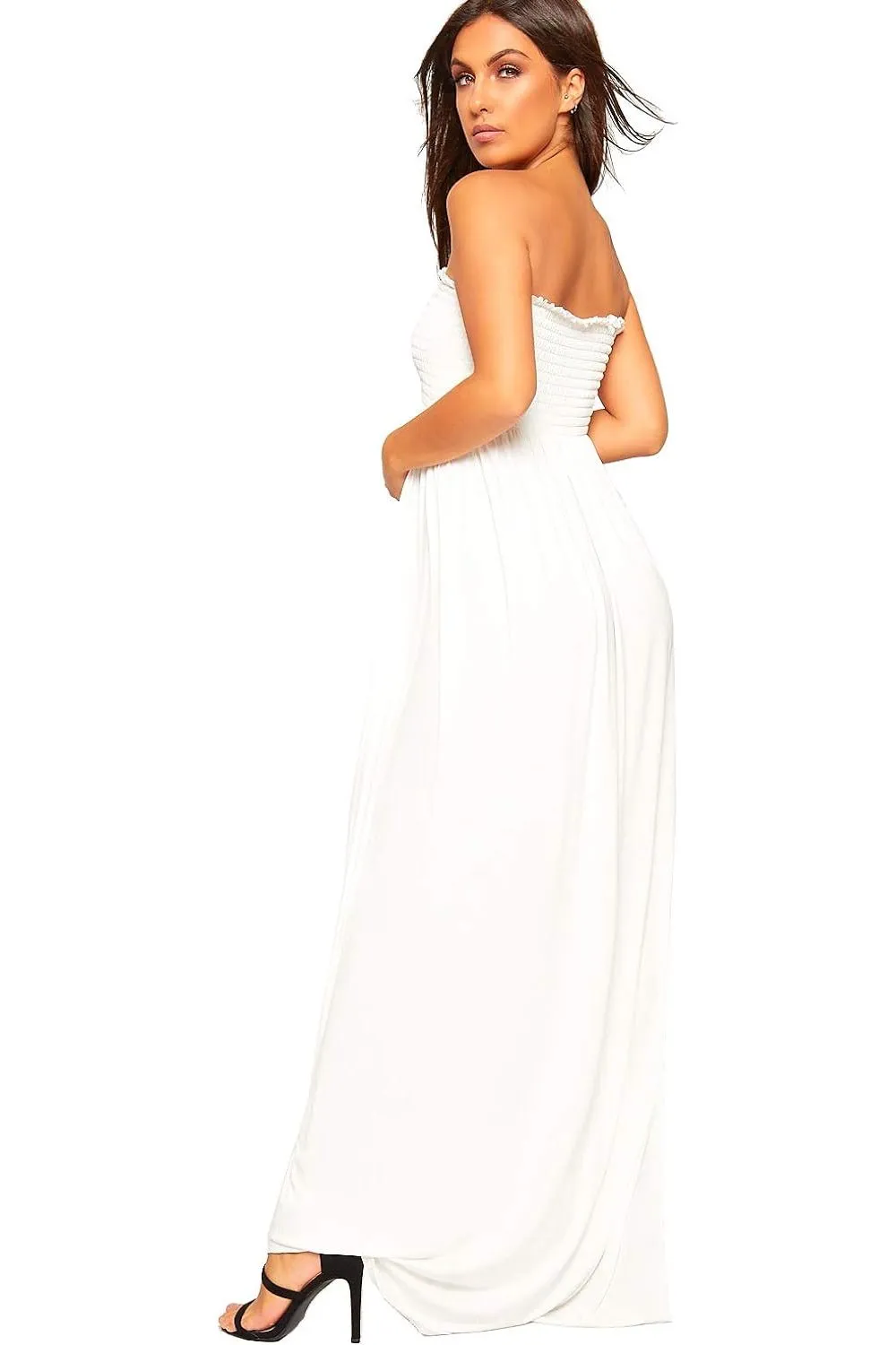 Plus Size Strapless Sheering Maxi Dress