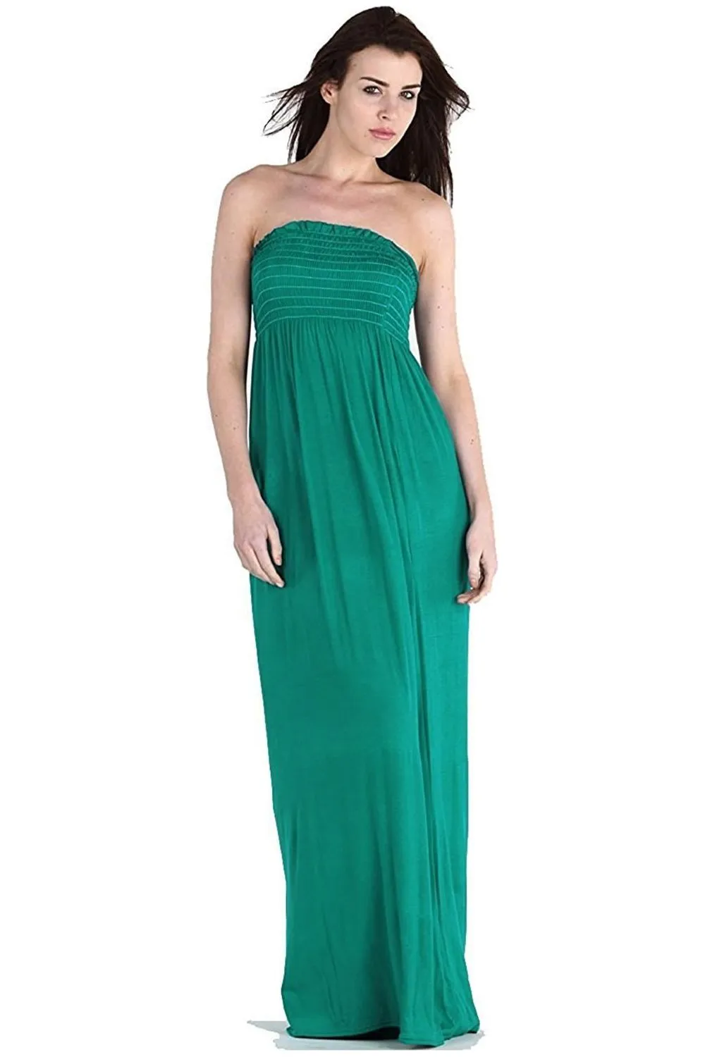 Plus Size Strapless Sheering Maxi Dress