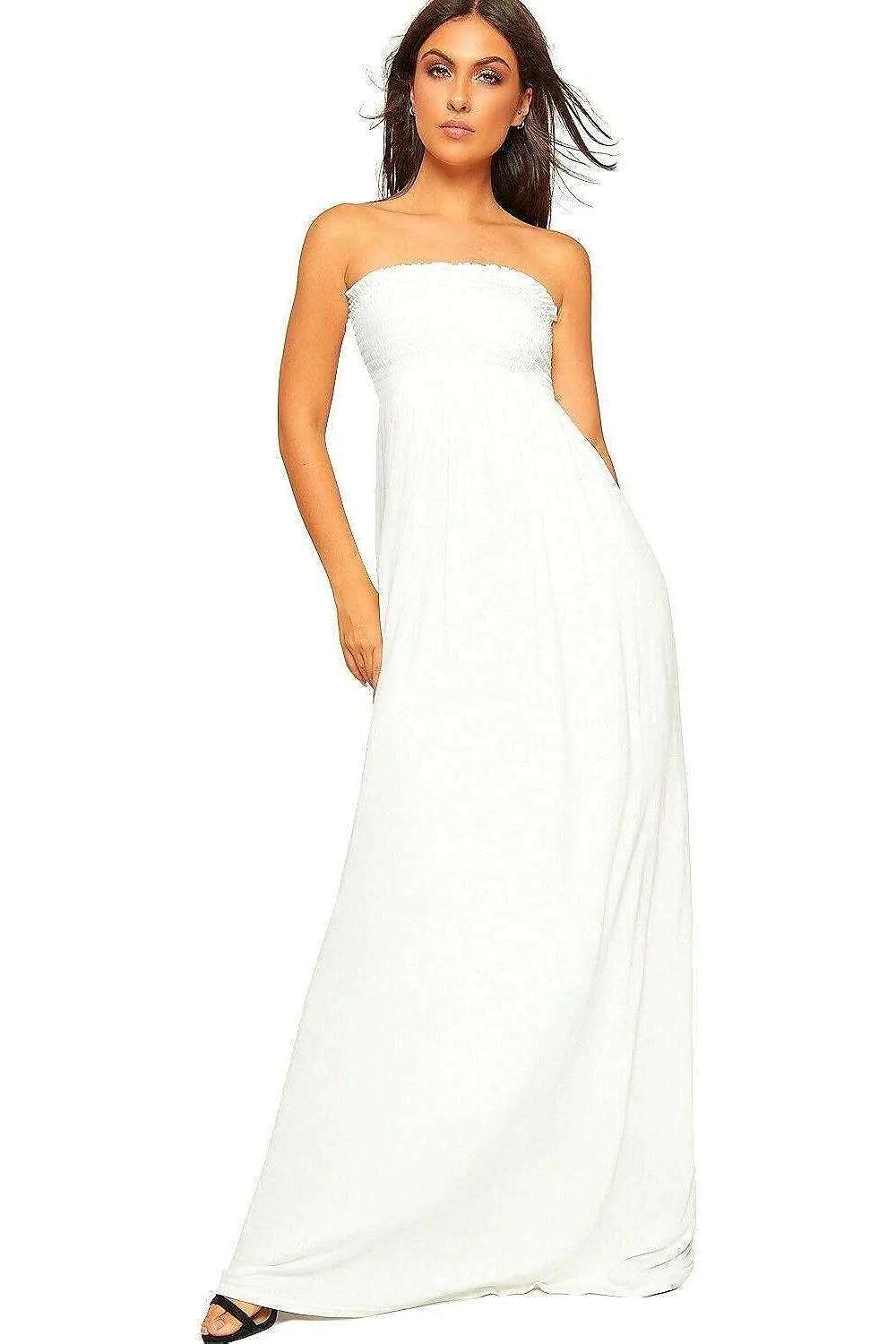 Plus Size Strapless Sheering Maxi Dress