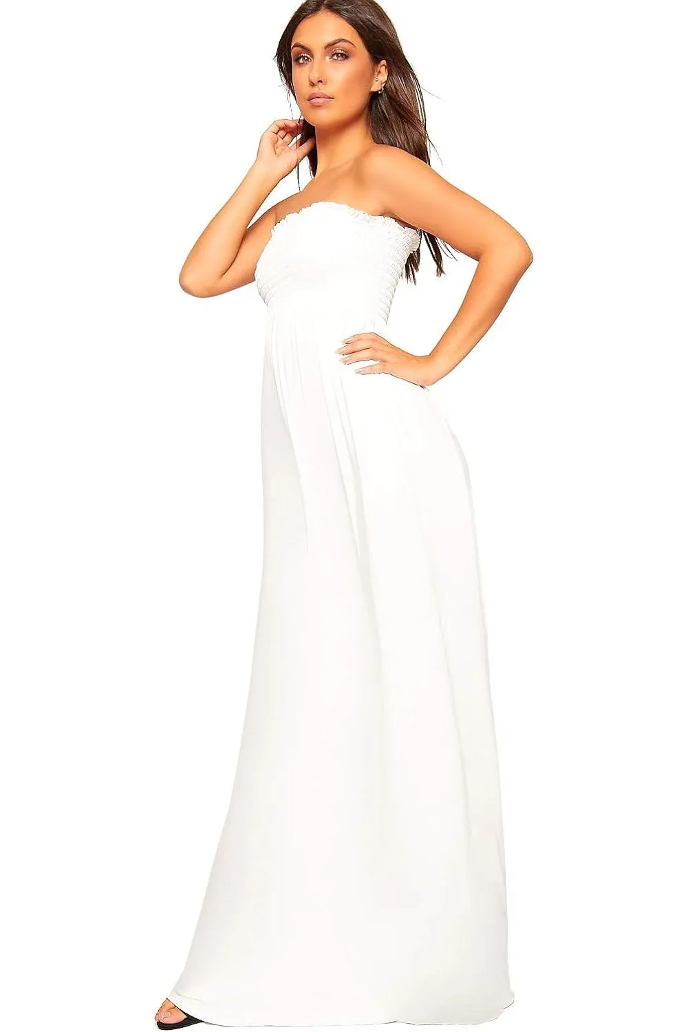 Plus Size Strapless Sheering Maxi Dress