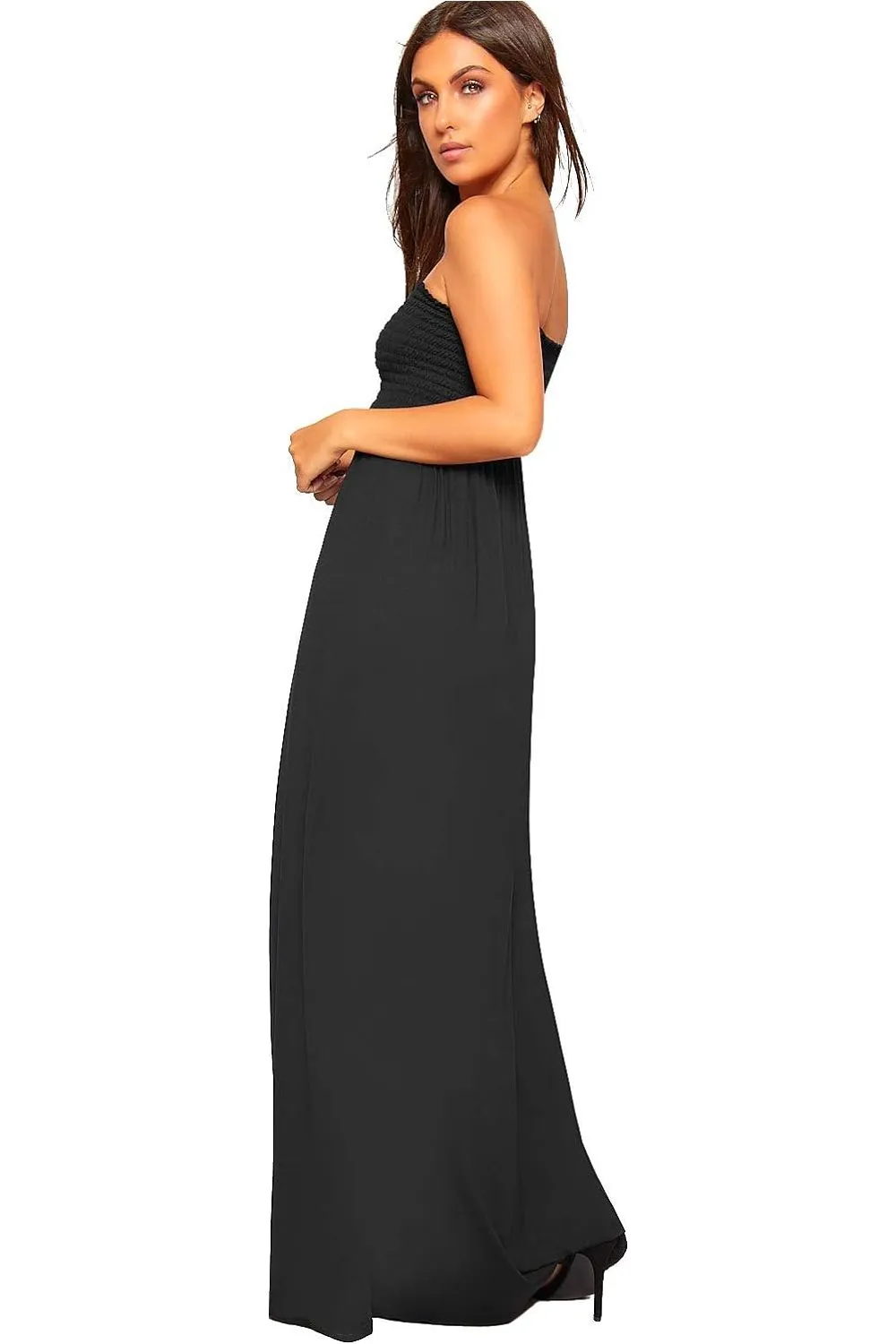 Plus Size Strapless Sheering Maxi Dress