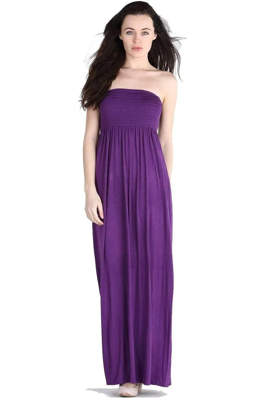 Plus Size Strapless Sheering Maxi Dress