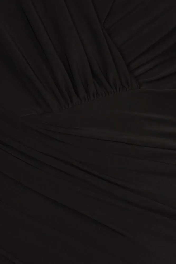 Plus Size Surplice Long Sleeve Maxi Dress