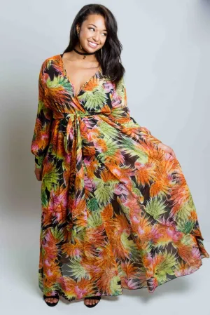 Plus Size Tropical Maxi Dress