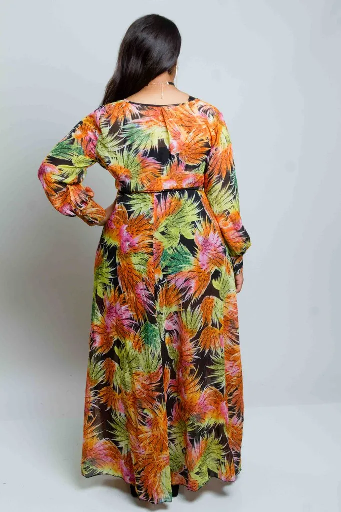 Plus Size Tropical Maxi Dress
