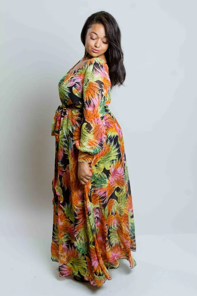 Plus Size Tropical Maxi Dress
