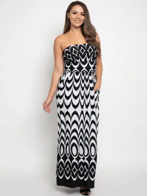 PLUS SIZE TUBE POCKETS PRINT MAXI DRESS