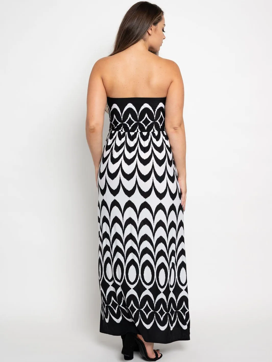 PLUS SIZE TUBE POCKETS PRINT MAXI DRESS
