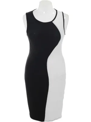 Plus Size Two Tone Split Swirl White Dress