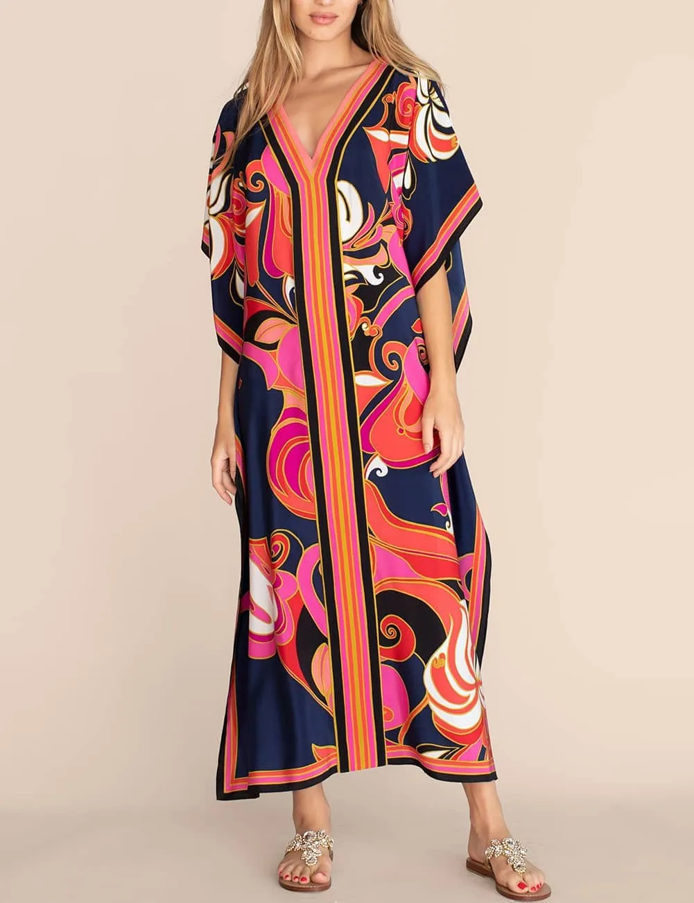 Plus Size V Neck Summer Maxi Kaftan Dress
