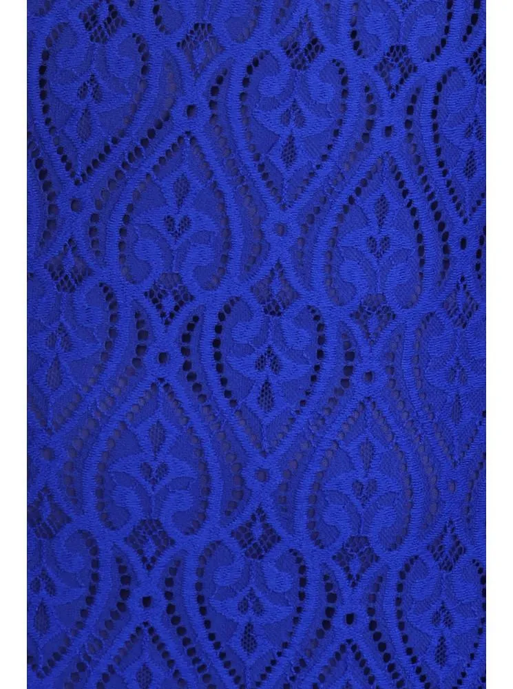 Plus Size Victorian Goddess Crochet Blue Maxi Dress