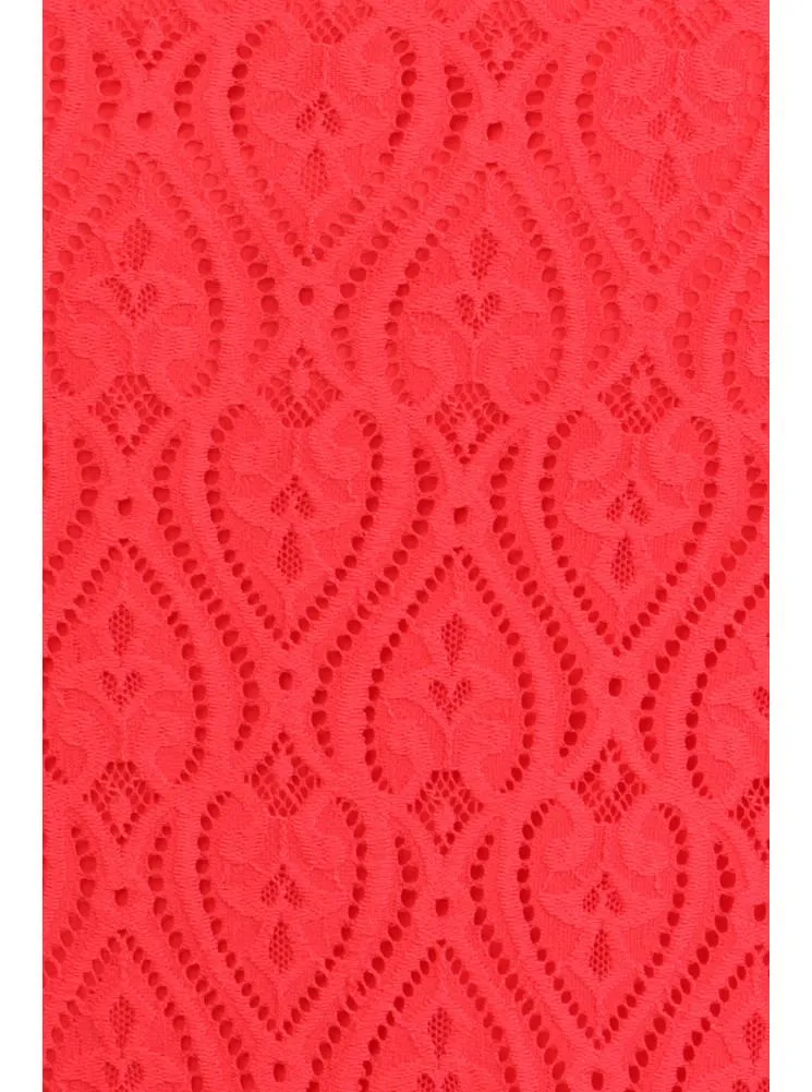 Plus Size Victorian Goddess Crochet Coral Maxi Dress