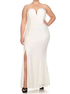Plus Size Victorian Goddess Crochet White Maxi Dress