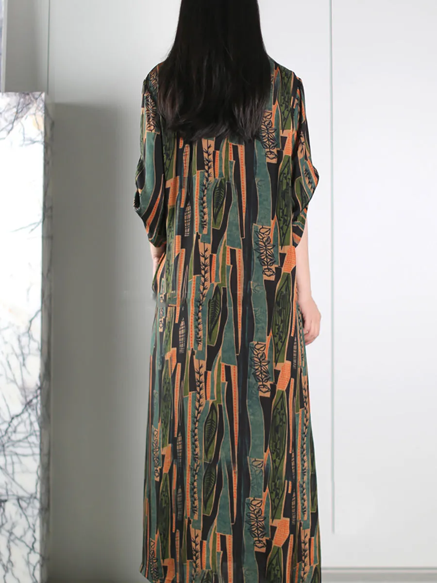 Plus Size Women Summer Vintage Spliced Maxi Dress