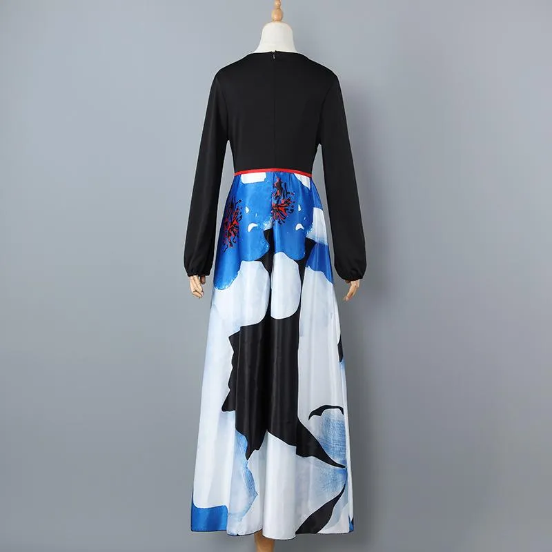 Plus Sizes V Neck Long Sleeves Dresses with Belt